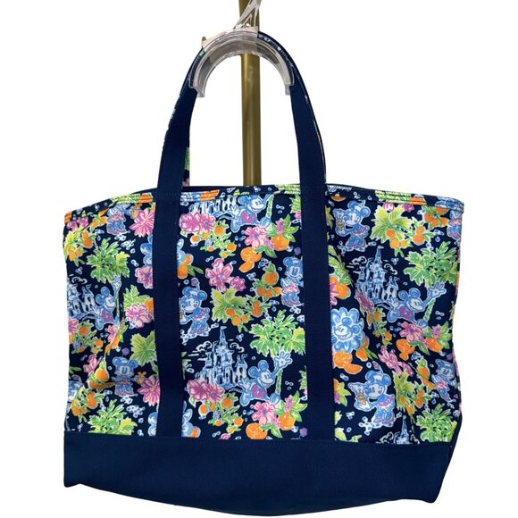 NWT Lilly Loves Disney Disney x Lilly Pulitzer Mickey & Minnie Mouse Canvas Tote - Picture 2 of 14